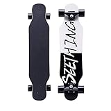 KHSKX Longboard Freestyle Dance Board Longboard Skateboard für Junge Erwachsene Anfänger Jungen und Mädchen-Schwarz und weiß