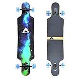 Apollo Longboard Galaxy Special Edition Komplettboard mit High Speed ABEC Kugellagern, Drop Through Freeride Skaten Cruiser Boards Farbe: Sternennebel/Grün