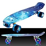 55cm/22 Mini Cruiser Board Retro Skateboard Komplettboard mit Leuchtrollen für Jugendliche Kinder und Erwachsene (Farbe 31)