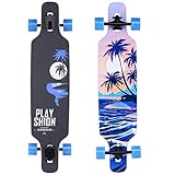 PLAYSHION Longboard 39 Zoll, mit ABEC-9 Kugellagern, Drop-Through Freeride Skateboards Cruiser