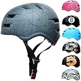 SkullCap® Skaterhelm Erwachsene Anthrazit Crack - Fahrradhelm Herren ab 14 Jahre Größe 55-58 cm - Scoot and Ride Helmet Adult Anthracite - Skater Helm für BMX Inliner Fahrrad Skateboard